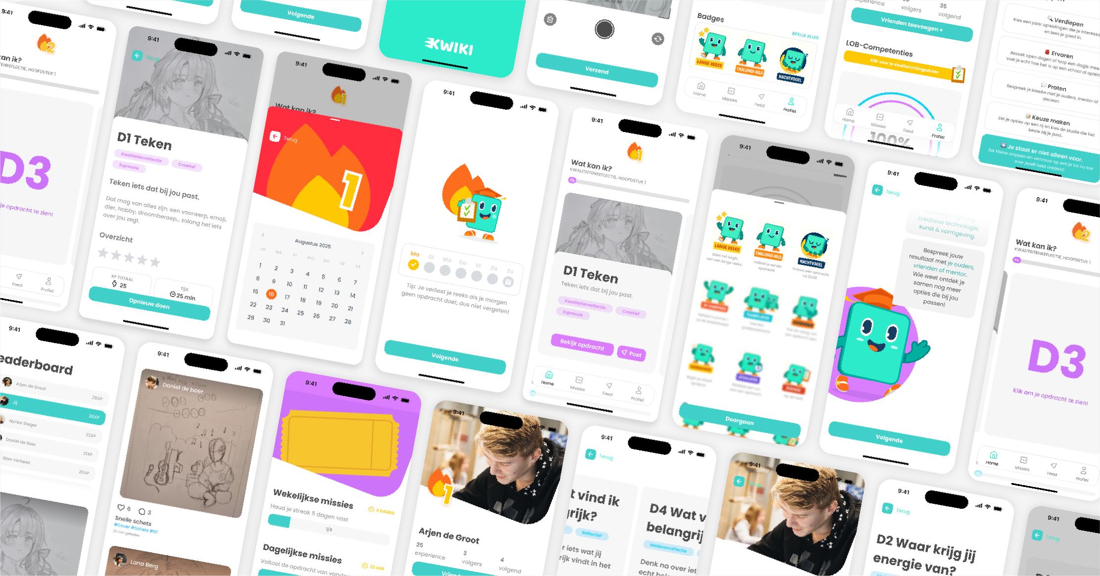 Kwiki app screens showcase